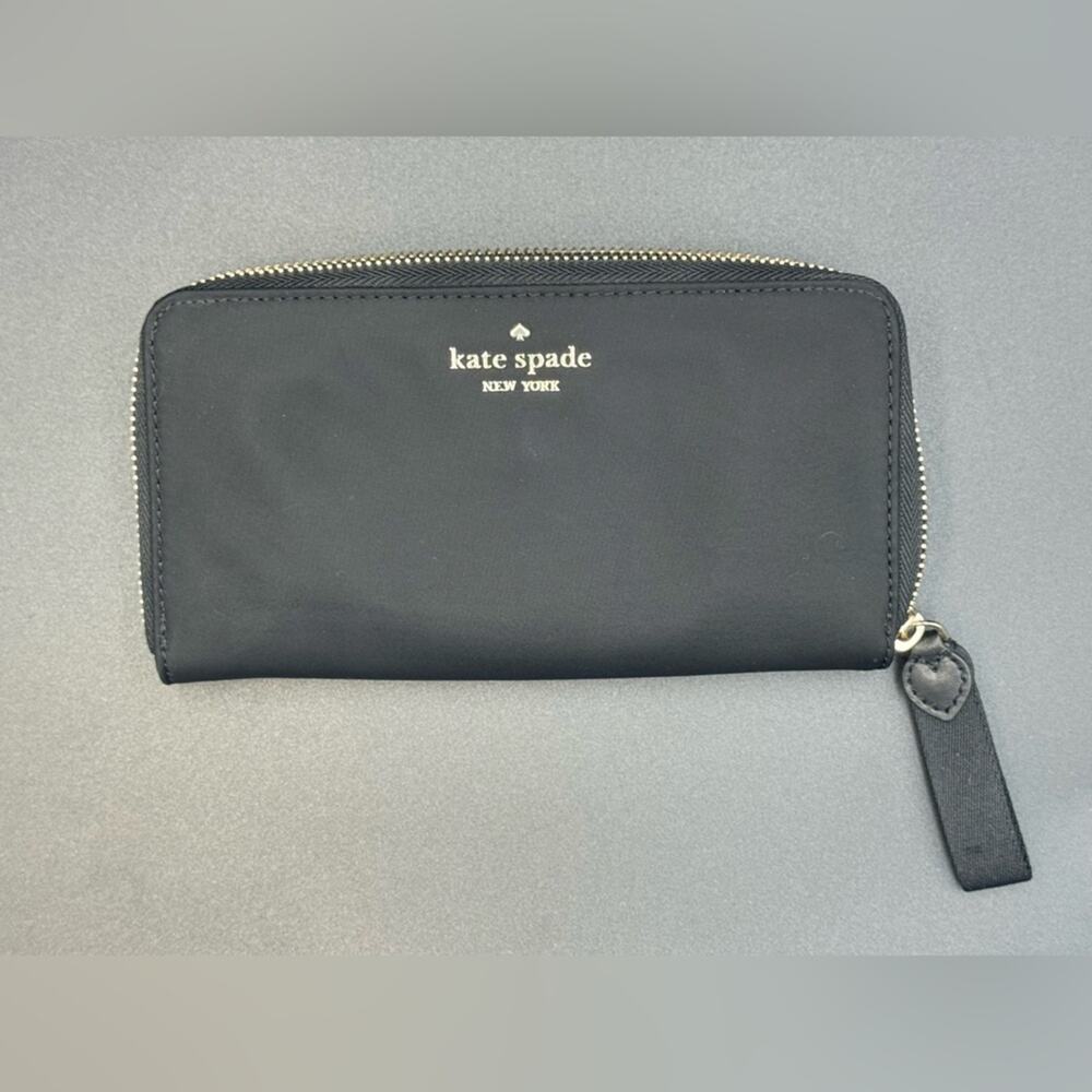 Kate Spade Black Nylon Zip-Around Wallet